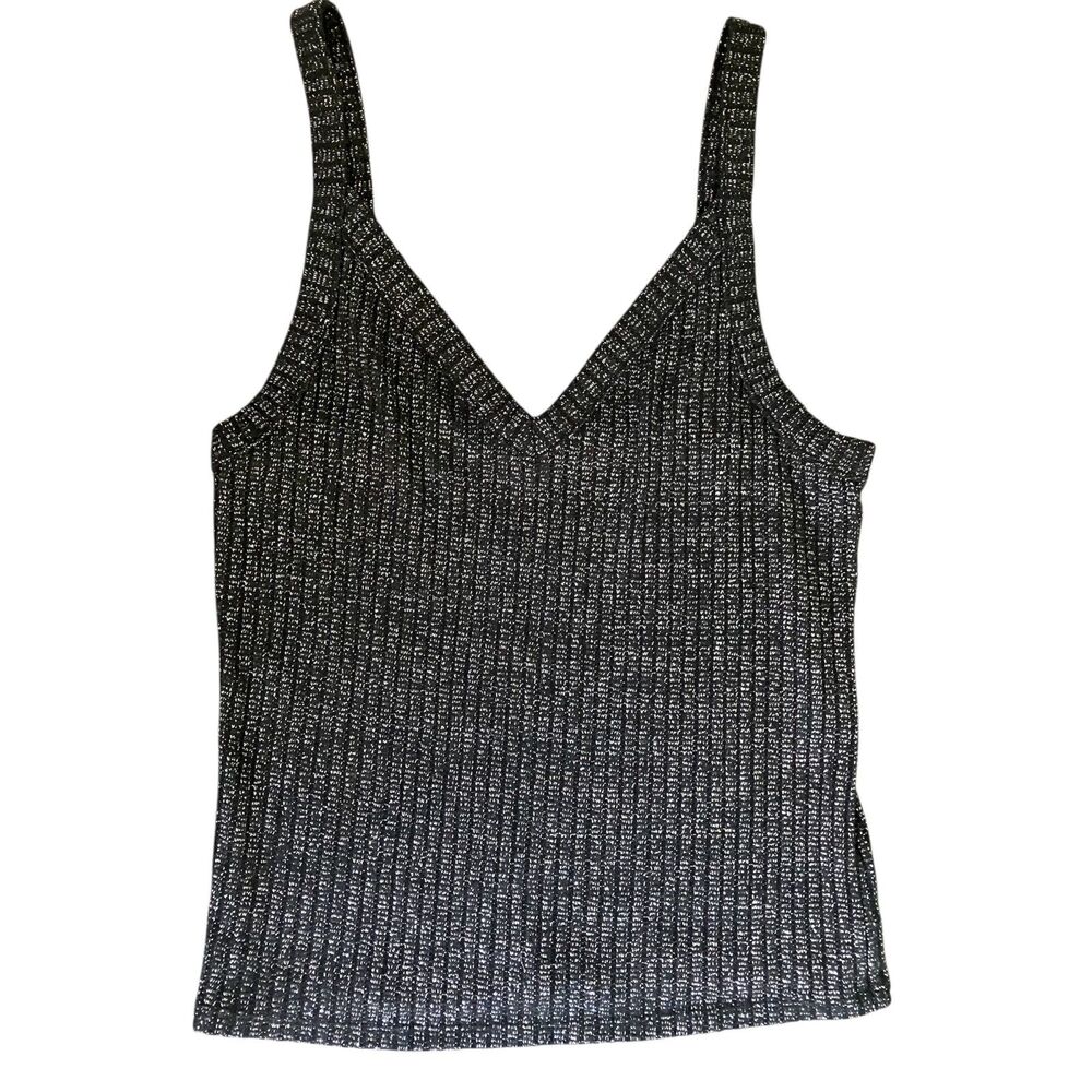American Eagle Soft & Sexy ribbed metallic cropped knit tank top
